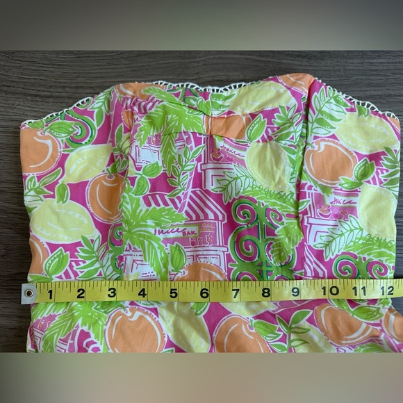 Lilly Pulitzer Lemon Green Pink Crochet Strapless dress Cocktail Party - Picture 5 of 12